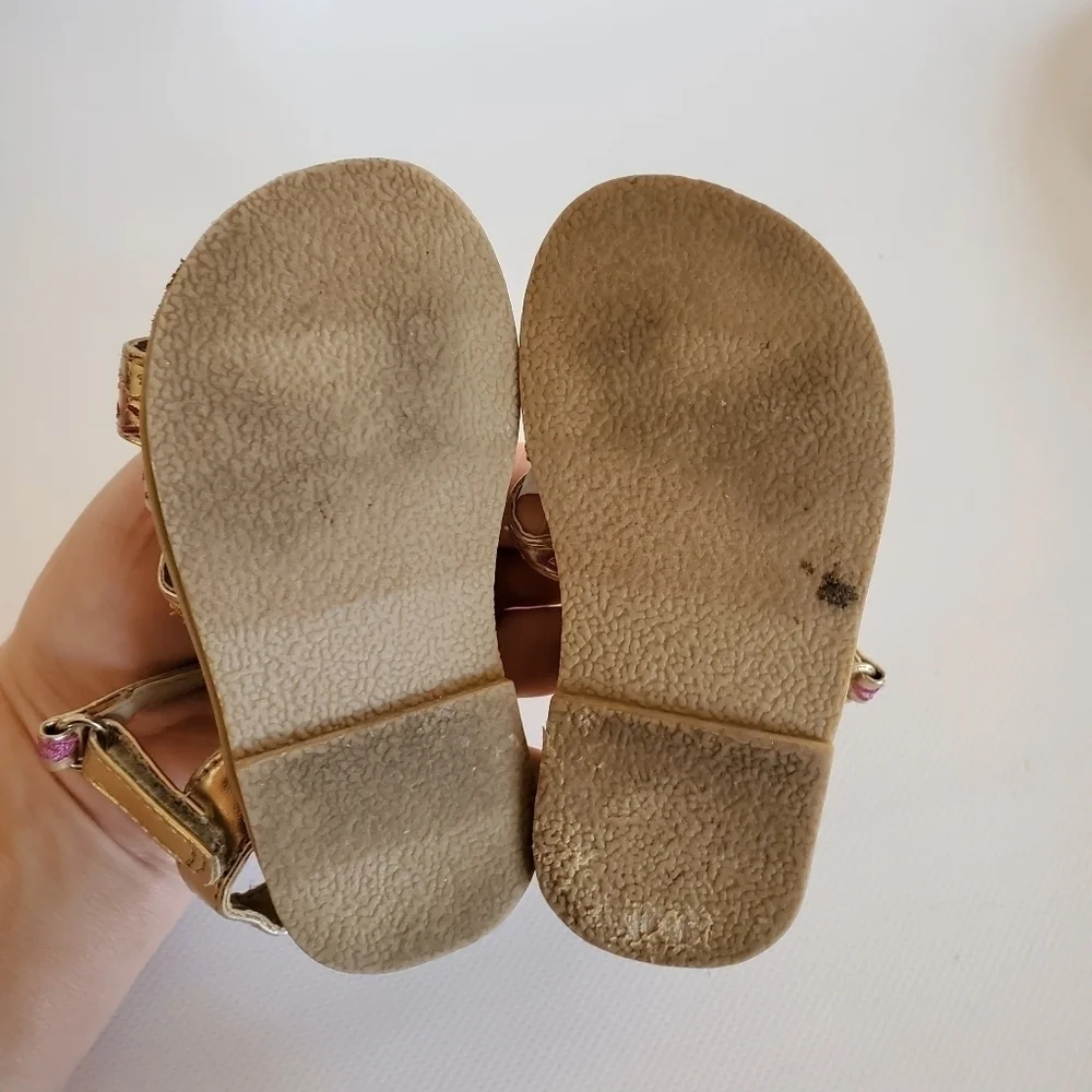 Gymboree Girls Sandals Tan Gold Pink Size 5